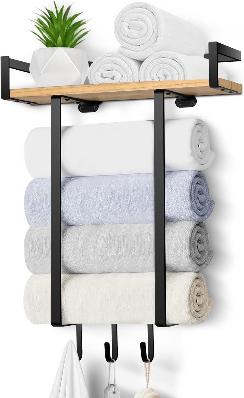 BSNBIC Towel Racks for Bathroom, Wall Mounted Towel Rack for Bathroom, Wall Towel Rack for Rolled Towels, Towel Storage for Small Decor-Black - Image 1
